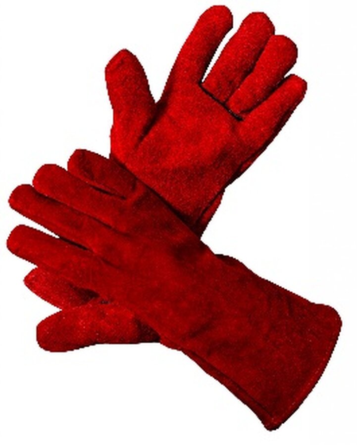 Rode hittebestendige beschermende handschoenen met lange kap